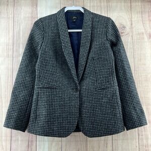 J. Crew Blazer Parke Womens size 6 Wool in‎ Houndstooth Slate Grey Black Lined